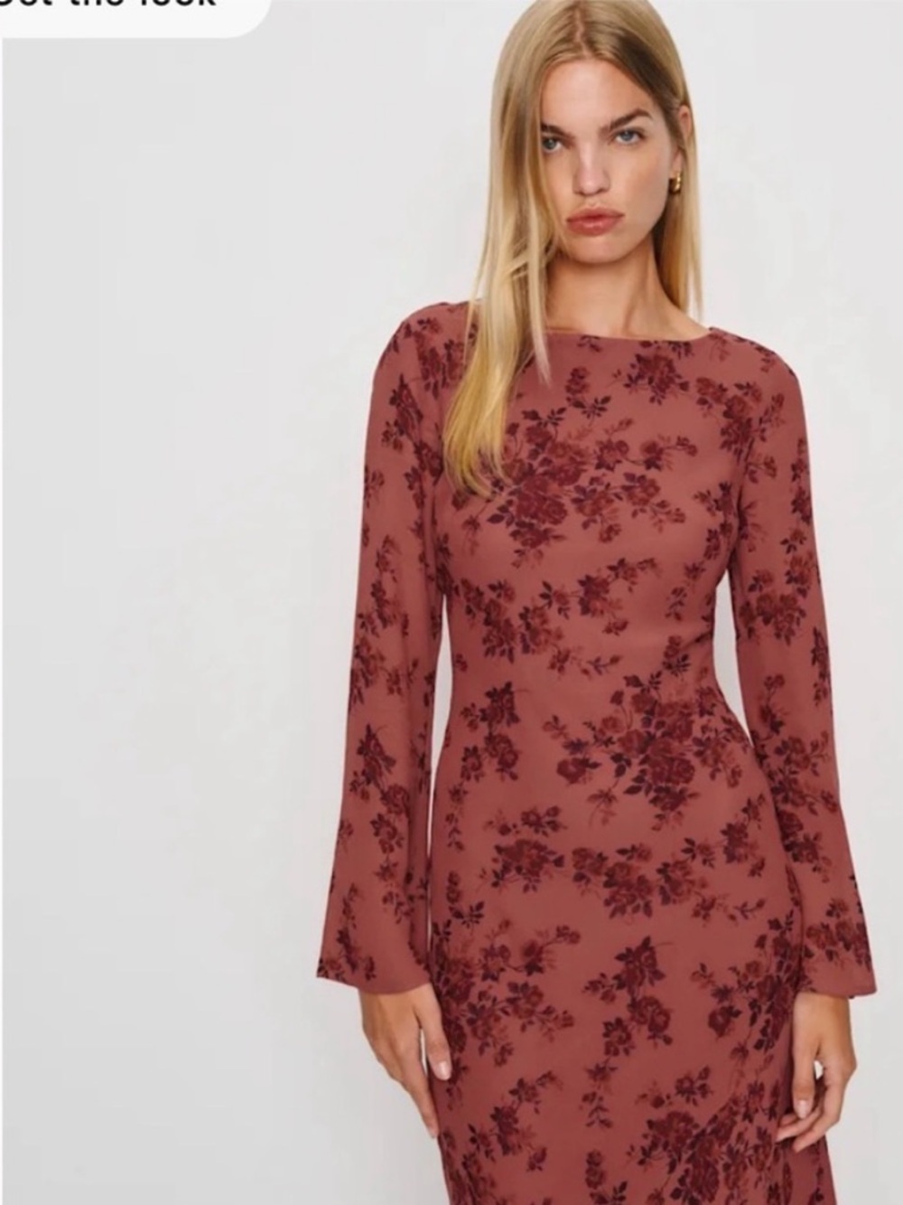 NWT • Reformation Esra long-sleeve maxi dress in clarette - XS